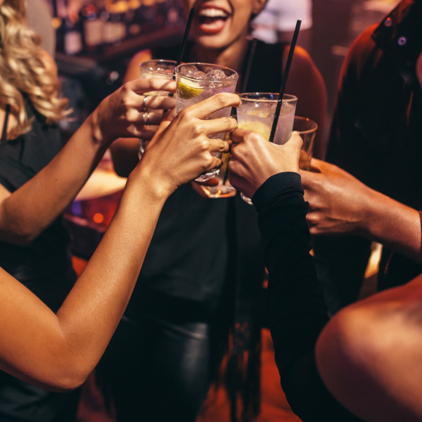 people clinking glasses